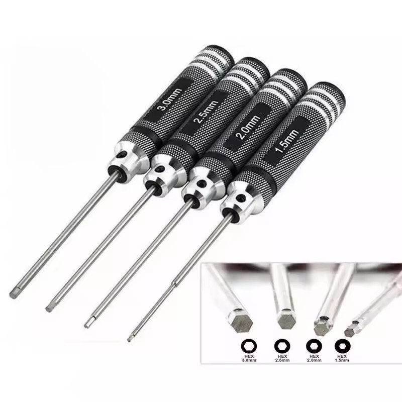 4PCS 1.5/2/2.5/3.0mm Black Hex - đánh giá và giá Rc Hobby Electric Screwdriver